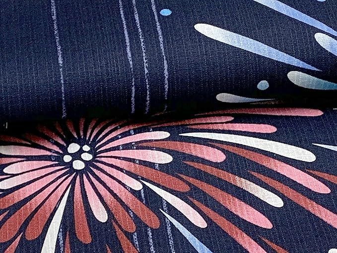  浴衣セット 女の子 140 cm 150 大人っぽい粋な柄 レトロ 古典柄 作り帯セット 紺地 花火 HJY-01 浴衣 浴衣ドレス 着物 浴衣 和小物