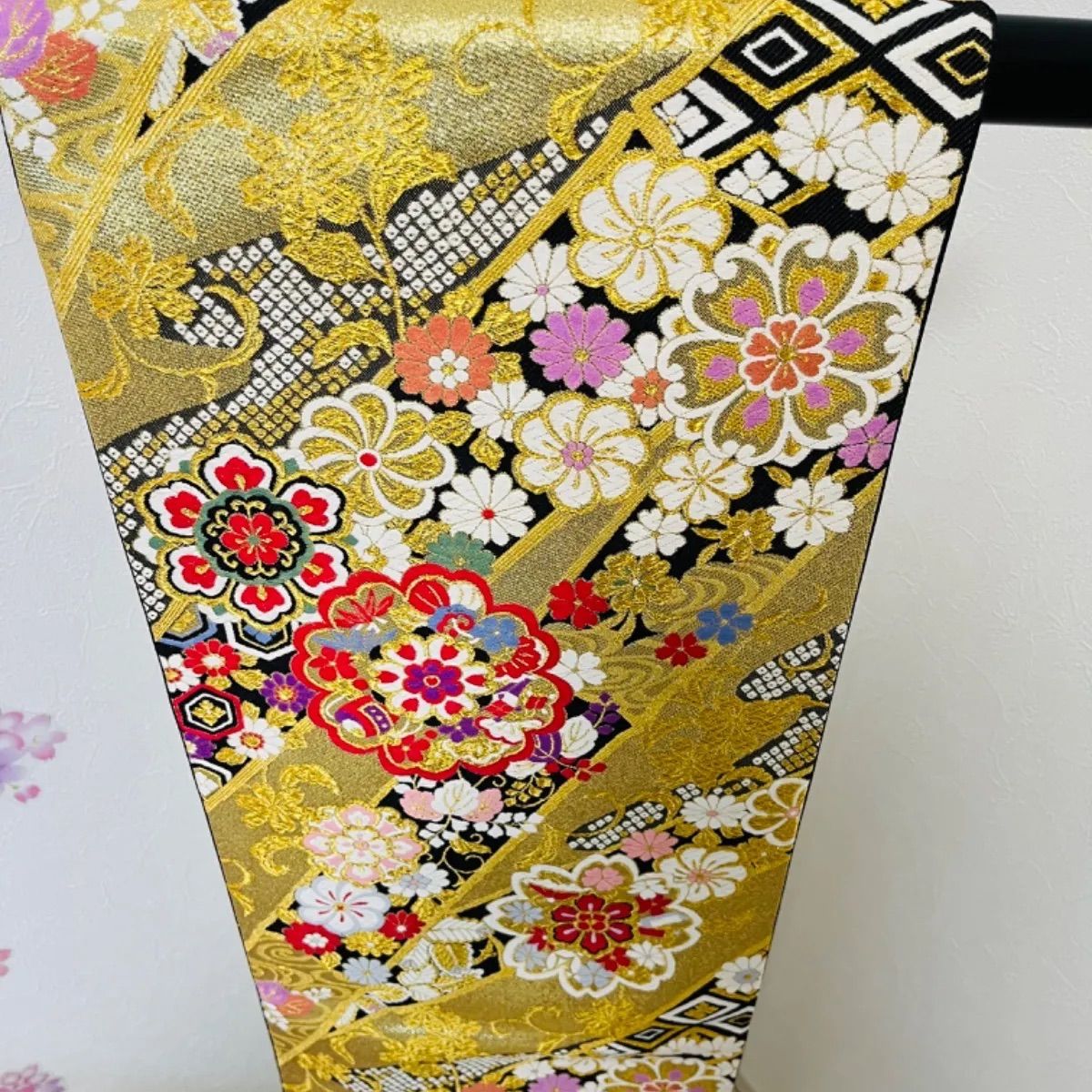 正絹袋帯　振袖用　桜重ね柄　六通　逸品 正絹袋帯振袖用桜重ね柄六通逸品