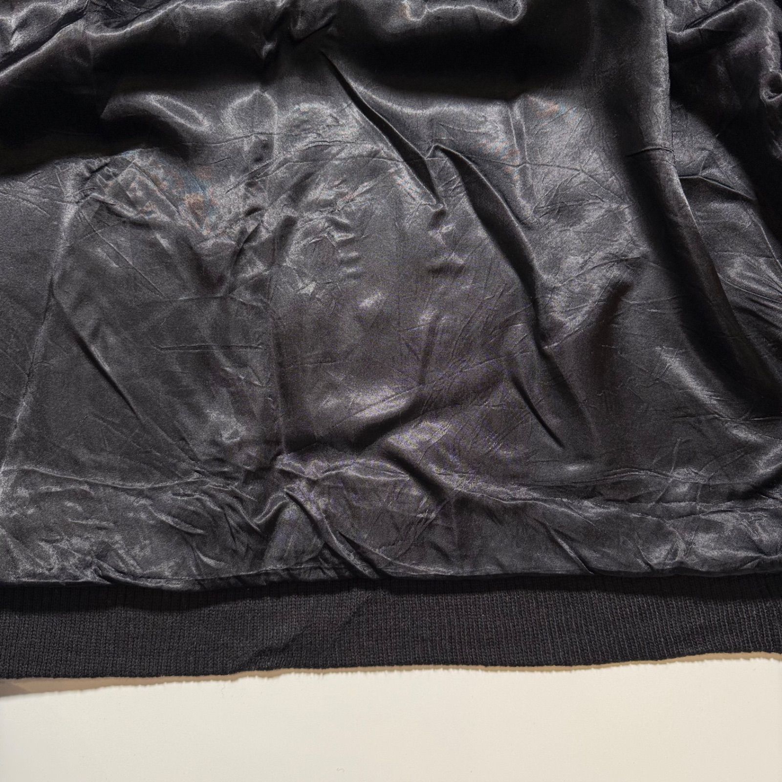 プログラミング言語 JAVA刺繍 ブラックウールレザースタジャン 【L