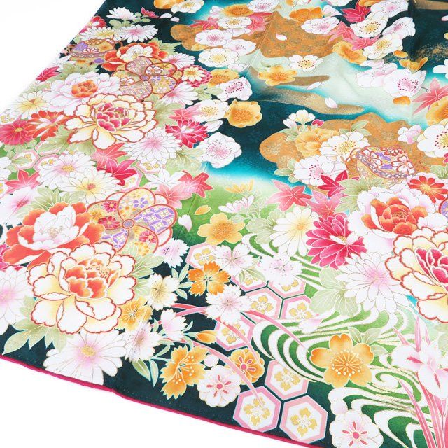 振袖 毬 鞠 牡丹 藤 桜 菊 金駒刺繍 振袖 毬 鞠 牡丹 藤 桜 菊 金駒刺繍