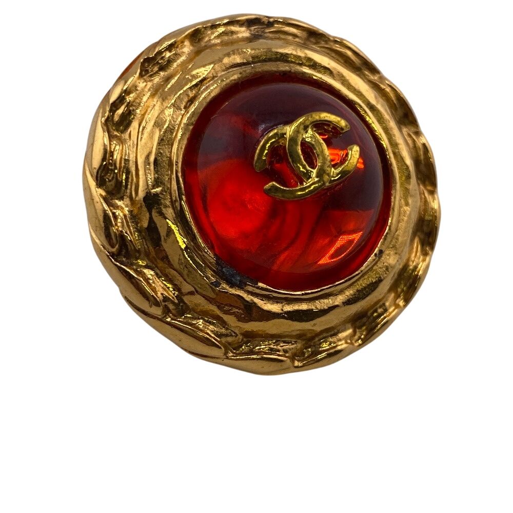 シャネル CHANEL イヤリング ココマーク カラーストーン レッド