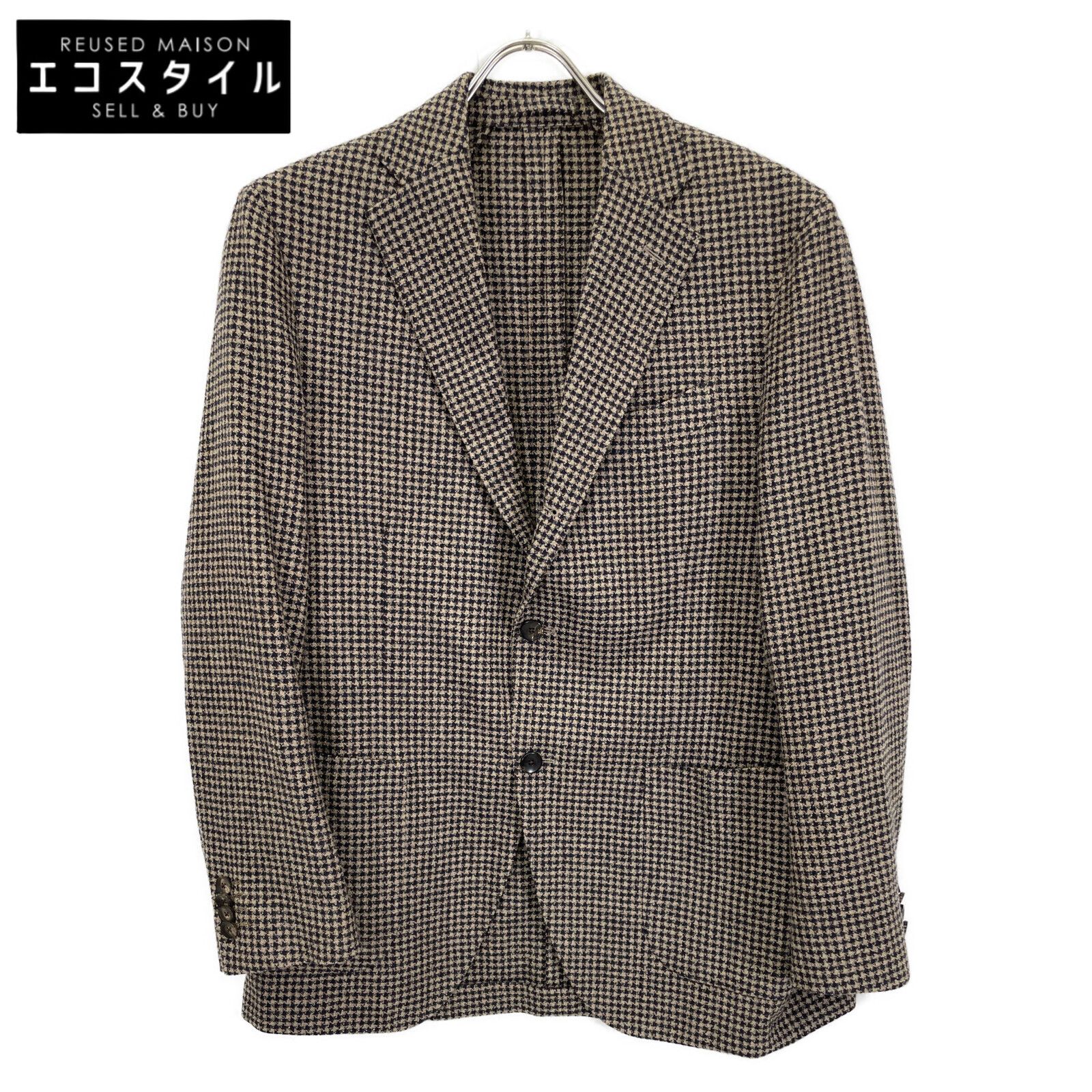 LARDINI ラルディーニ 【美品/国内正規】JL0526AQ ハウンドトゥース シルク混 2Bテーラード 48