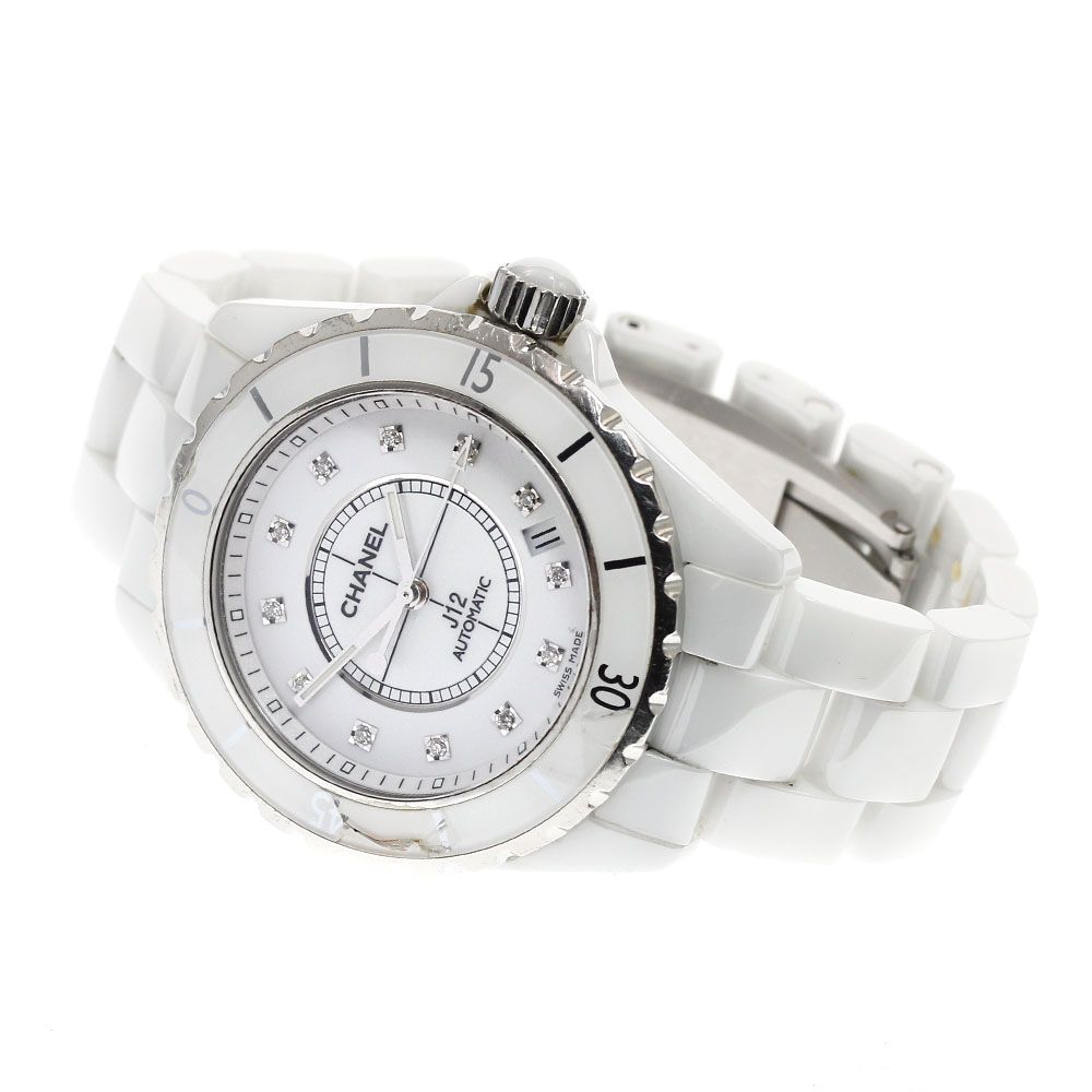 訳ありシャネル CHANEL H1629 J12 38ｍｍ 白セラミック 12Pダイヤ デイト 自動巻き メンズ_906183