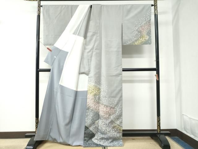 作家もの 訪問着 梅 たたき染 流水 着物 035w 作家もの 訪問着 梅