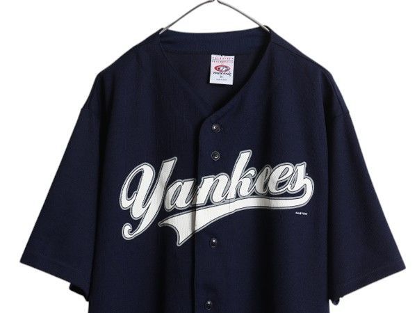 な ! 00 s ヤンキース ベースボール シャツ メンズ XL MLB オフィシャル トゥルーファン 大リーグ ユニフォーム ゲームシャツ ジャージ