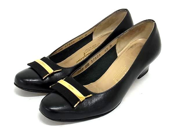 □美品□ Salvatore Ferragamo フェラガモ レザー ヒール