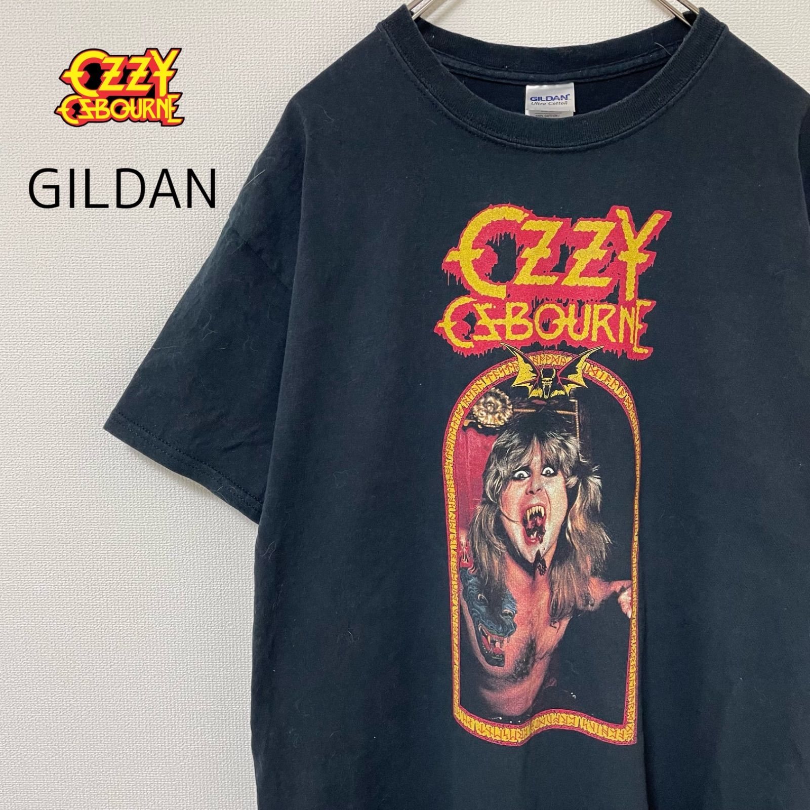 GILDANビンテージ 両面プリント オジーオズボーン 悪魔の囁きTシャツ(L