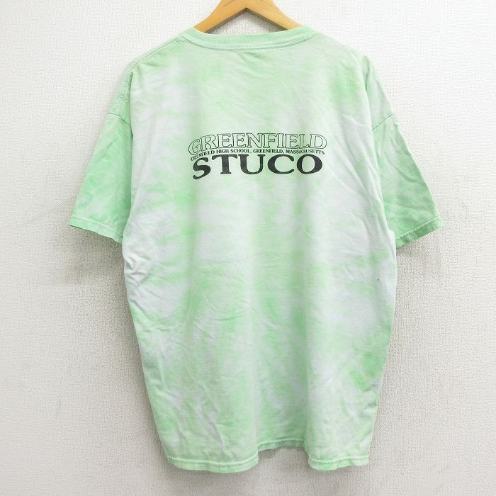 XL/古着 半袖 ビンテージ Tシャツ メンズ 00s GREENFIELD STUCO 大きいサイズ コットン クルーネック 緑 グリーン タイダイ 24aug07 中古