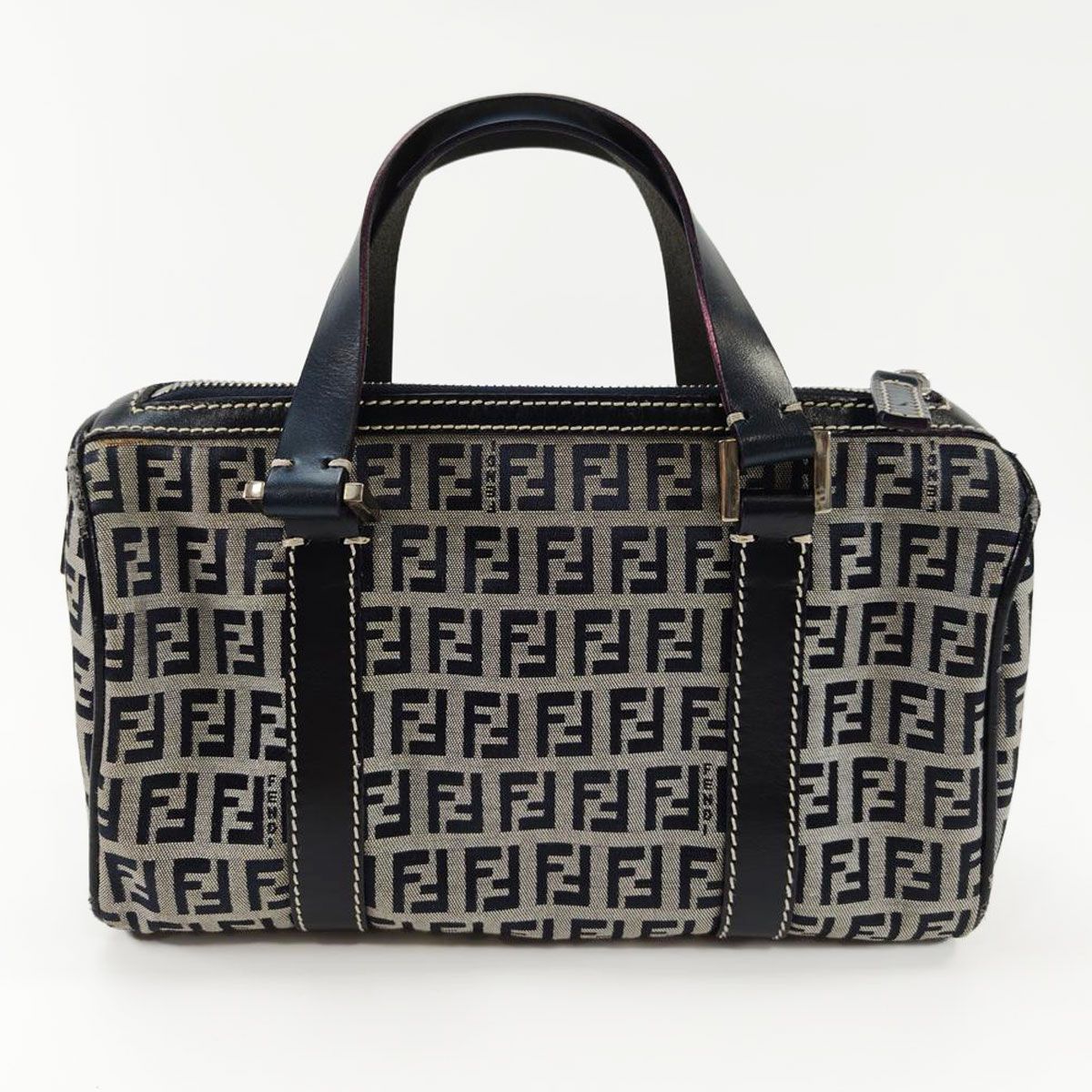 FENDI ズッキーノ ハンドバッグ ミニボストンバッグ グレー 9666 FENDI フェンディ ズッカ柄 ミニボストンバッグ ハンドバッグ