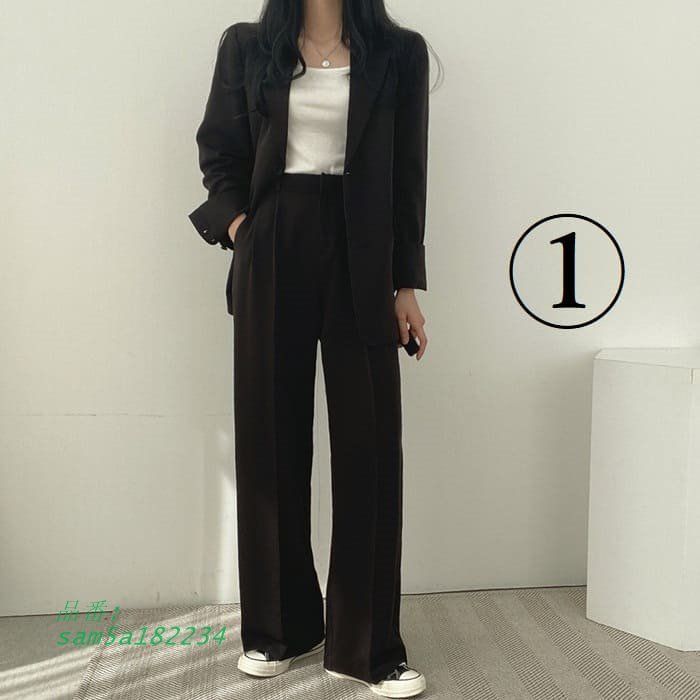 中学生 高校生 レディース ファッション 韓国 セットアップ 20代 通学 2点セット パンツスーツ テーラードジャケット 10代 通勤 カジュアル パンツ 秋春 am5a182234