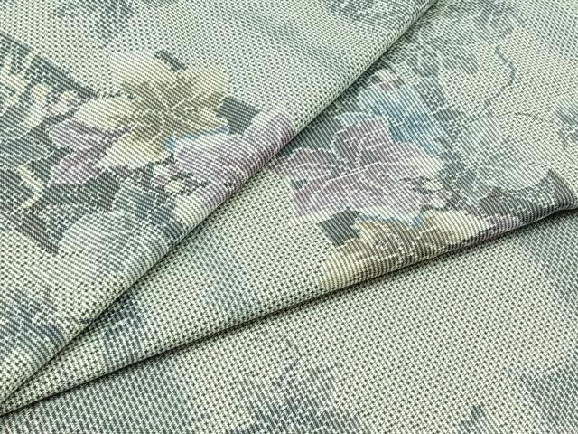 平和屋着物▽本場大島紬 白大島 単衣 7マルキ 草花文 正絹 AABB7735jh