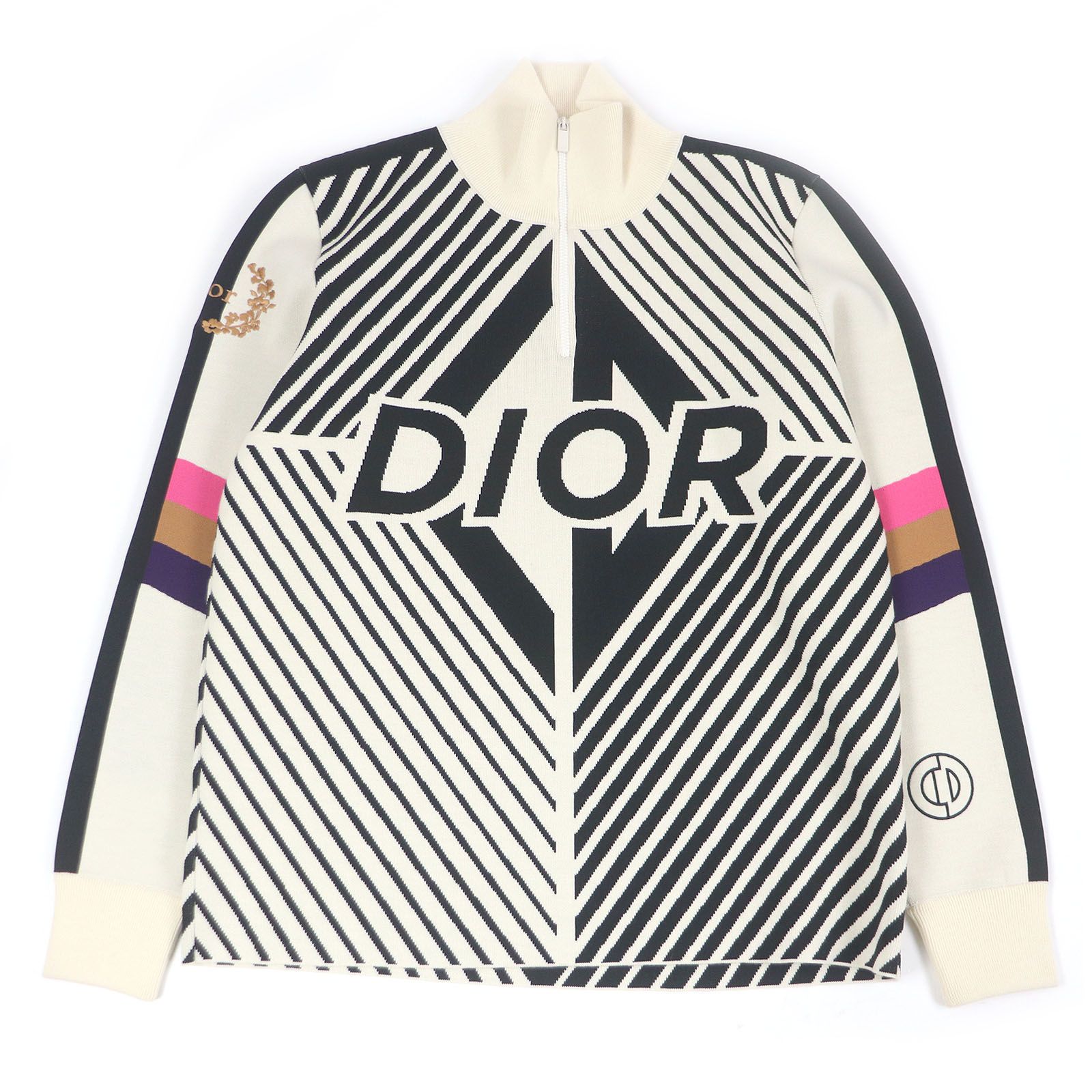 □DIOR ディオール オム 313M649AT476 ウール ハイ CDダイヤモンド 長袖ニット セーター アイボリー XXL イタリア製 メンズ