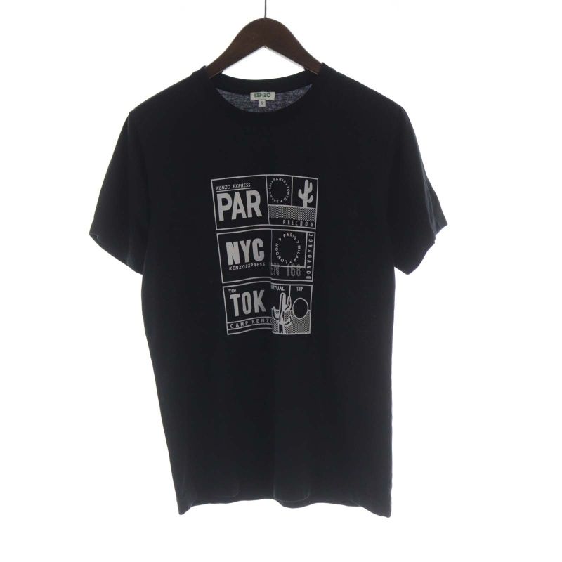 ケンゾー KENZO Tシャツ カットソー プリント 半袖 S 黒