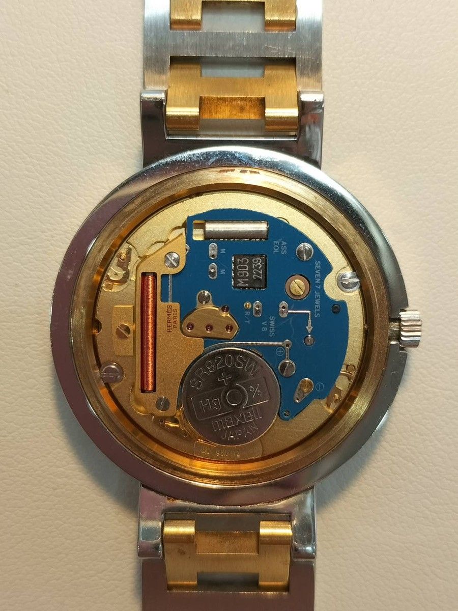 1円～ エルメス クリッパー クオーツ SS GP ホワイト文字盤 レディース 腕時計 HERMES 中古 1円～ エルメス クリッパー クオーツ SS GP アイボリー系文字盤