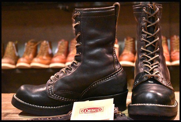 8E 良品 17年】WESCO ウエスコ ジョブマスター1st 黒 ブラック ビブラム705 ホースハイド 編み上げ レースアップ ブーツ  HOPESMORE【EB212】 - メルカリ