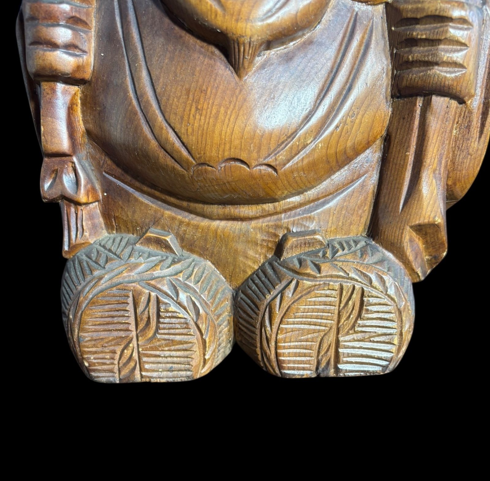古い　大黒天 木彫 仏像 彫刻 置物 風水 金運　骨董 インテリア　アンティーク Amazon｜大黒天 置物 木製 仏像 木彫り 七福神 福徳 財運 五穀