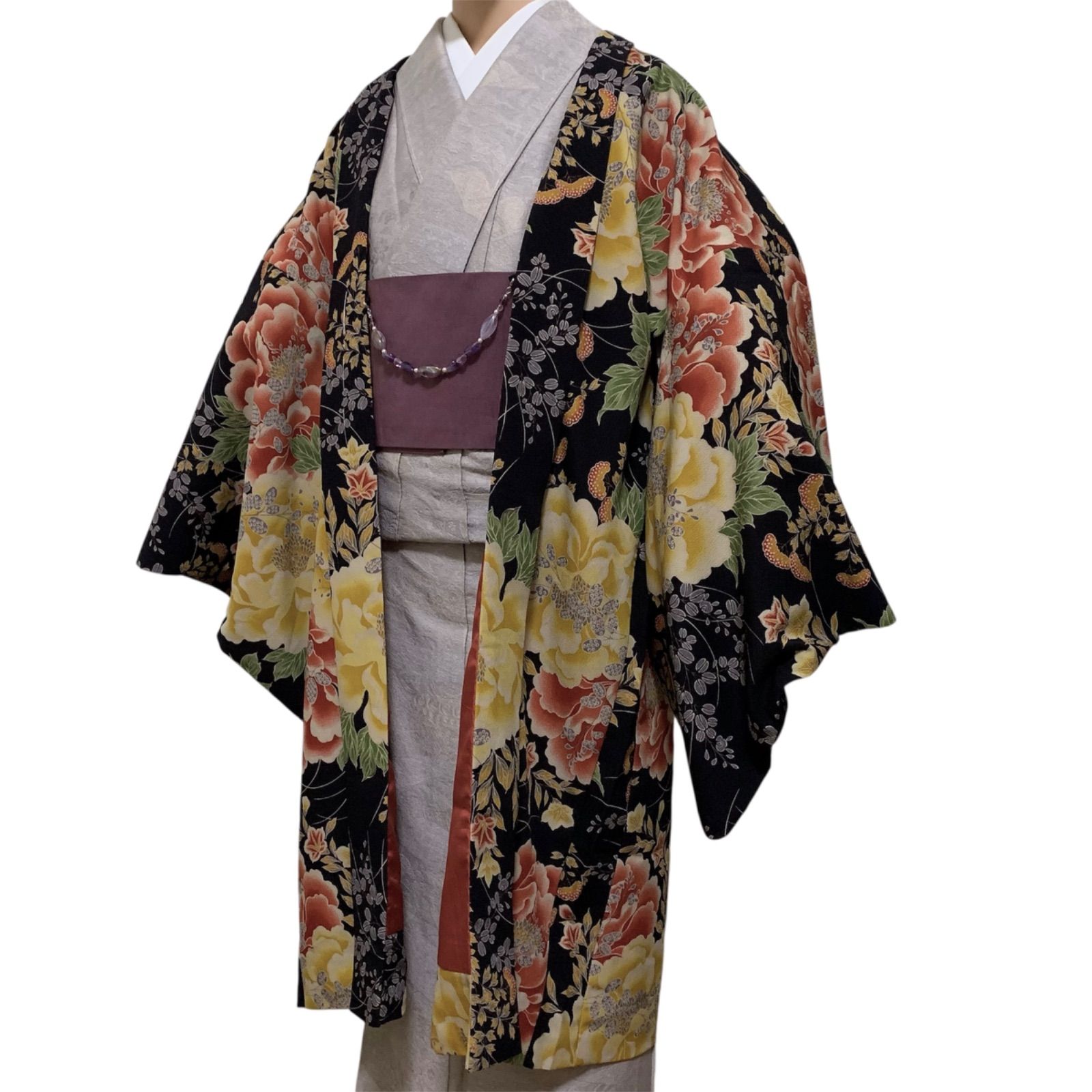 R-1397 長羽織 裄69センチ ポリエステル100％ レディース 羽織ひもは付きません