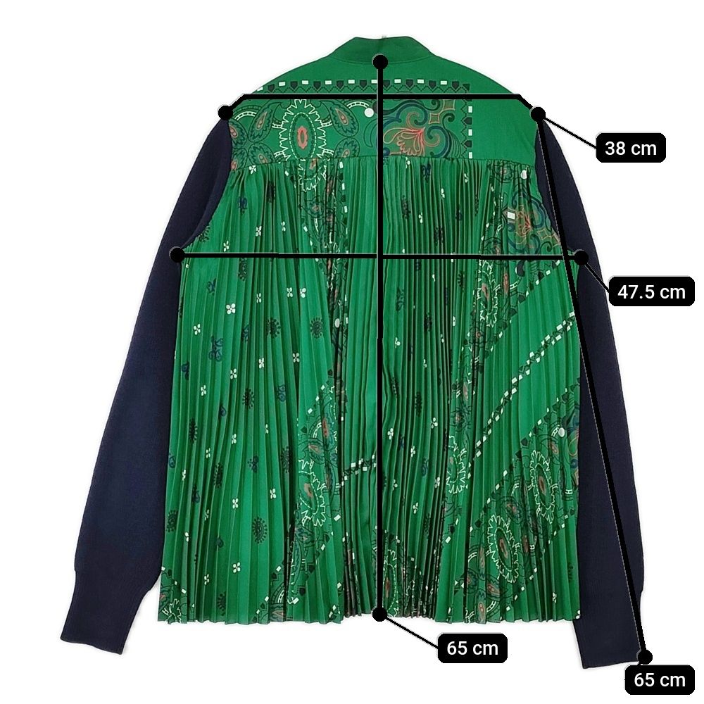 Sacai 17-03295 ドッキング プリーツ 異素材 ペイズリー柄