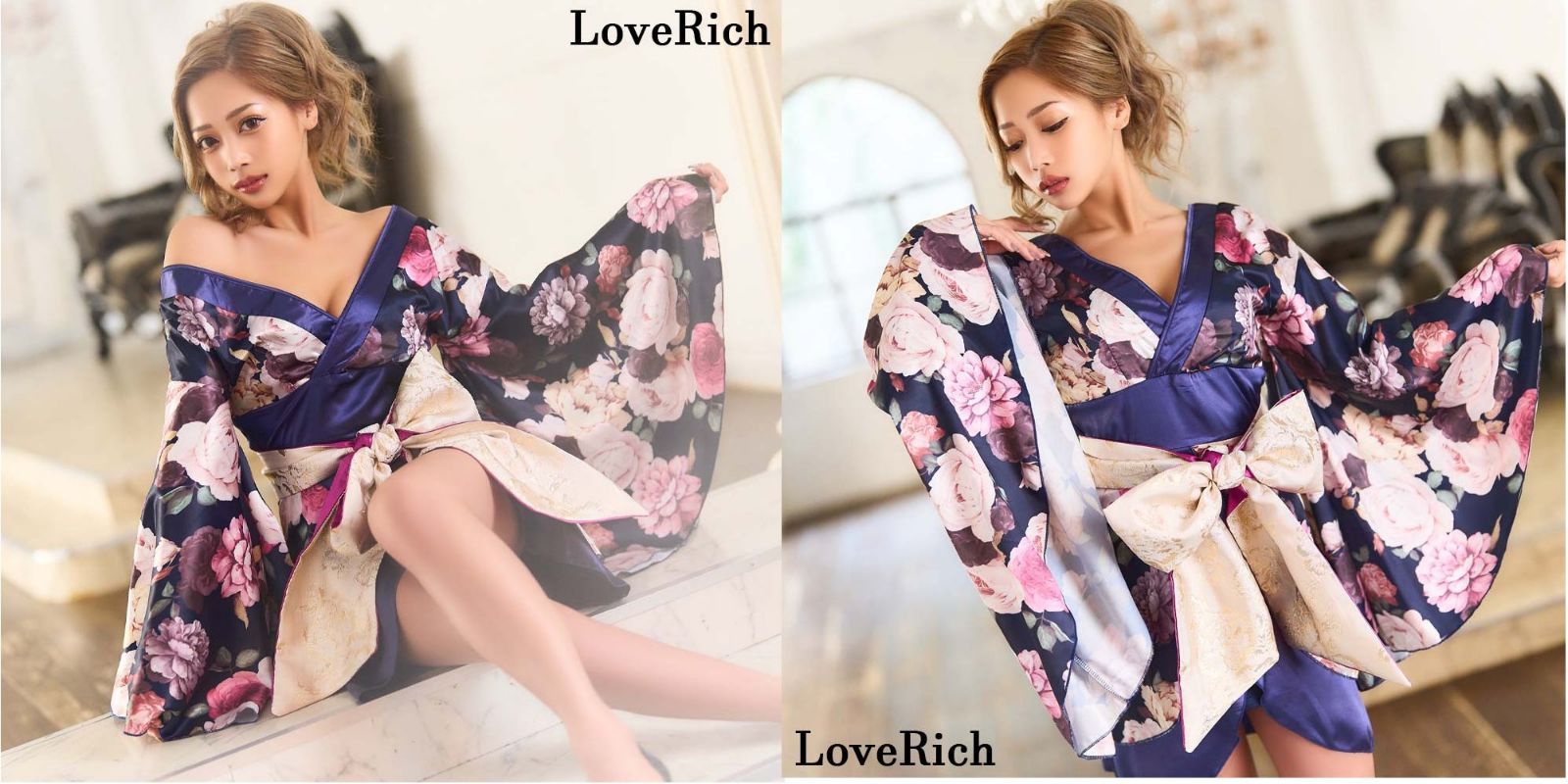 ☆0976花柄 オフショル ミニ 豪華 帯 花魁 着物☆ - メルカリ