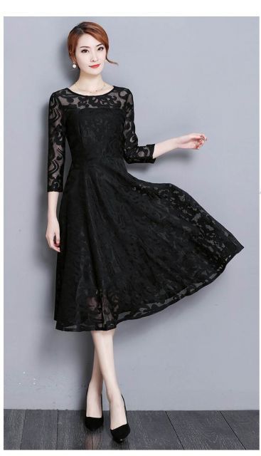 ドレス ワンピース パーティードレス レースワンピース ラウンドネック 膝下丈 ミモレ丈 七分袖 半袖  Aライン ベルト ハイウエスト 透け感 シースルー かわいい 大人可愛い きれいめ 上品 おしゃれ フェミニン キュート エレガント 主役級 フォーマル 無地 10代 20代 30代 種類12：ブルー/L ドレス ワンピース パーティードレス レース