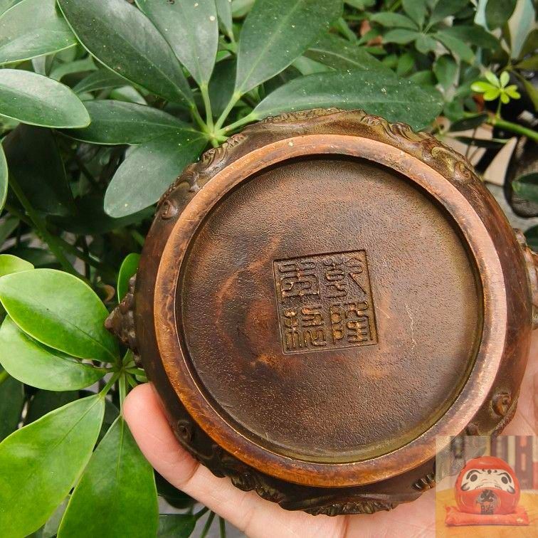 双獣頭 毎年有魚 銅製香炉 薫香炉 招財進宝 置物 装飾品 工芸品