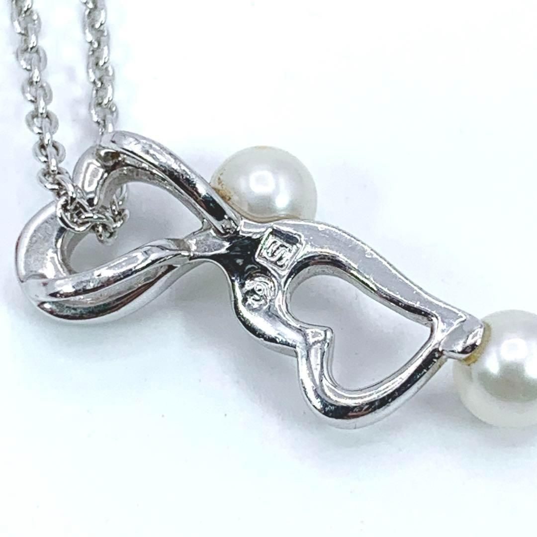 TASAKI　タサキ　パール　ネックレス　シルバー　ダブルハート　パーティー TASAKI タサキ パール ネックレス シルバー ダブルハート