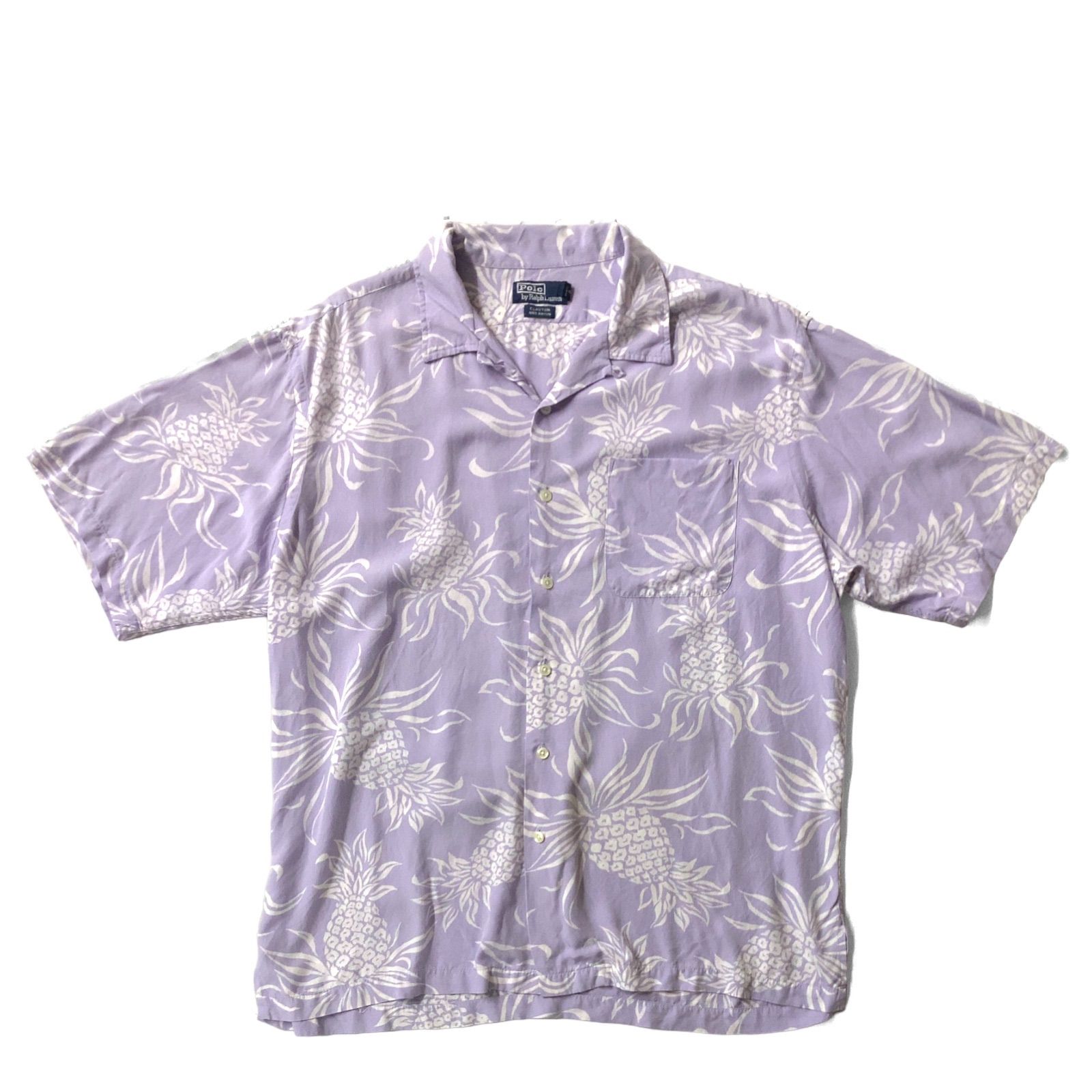 90s ラルフローレン CLAYTON アロハ半袖シャツ レーヨン パイナップル 中古品】90s POLO RALPH LAUREN ポロラルフローレン CLAYTON