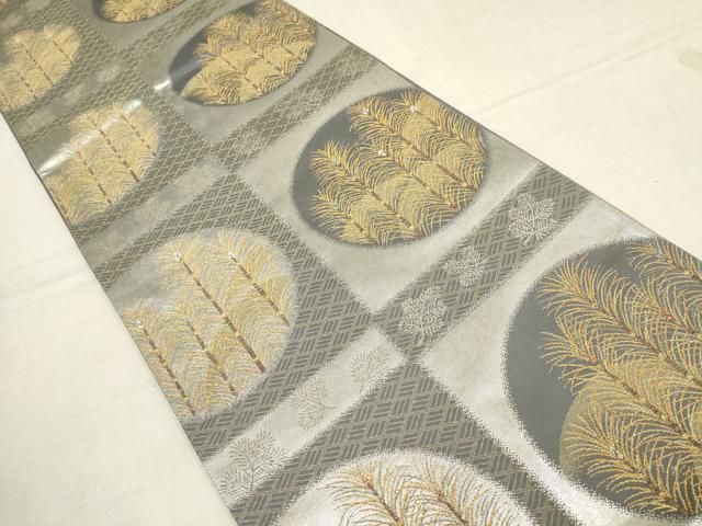 平和屋着物▽恒川機業 六通柄袋帯 彩匠錦 枝松丸文 金銀糸 正絹