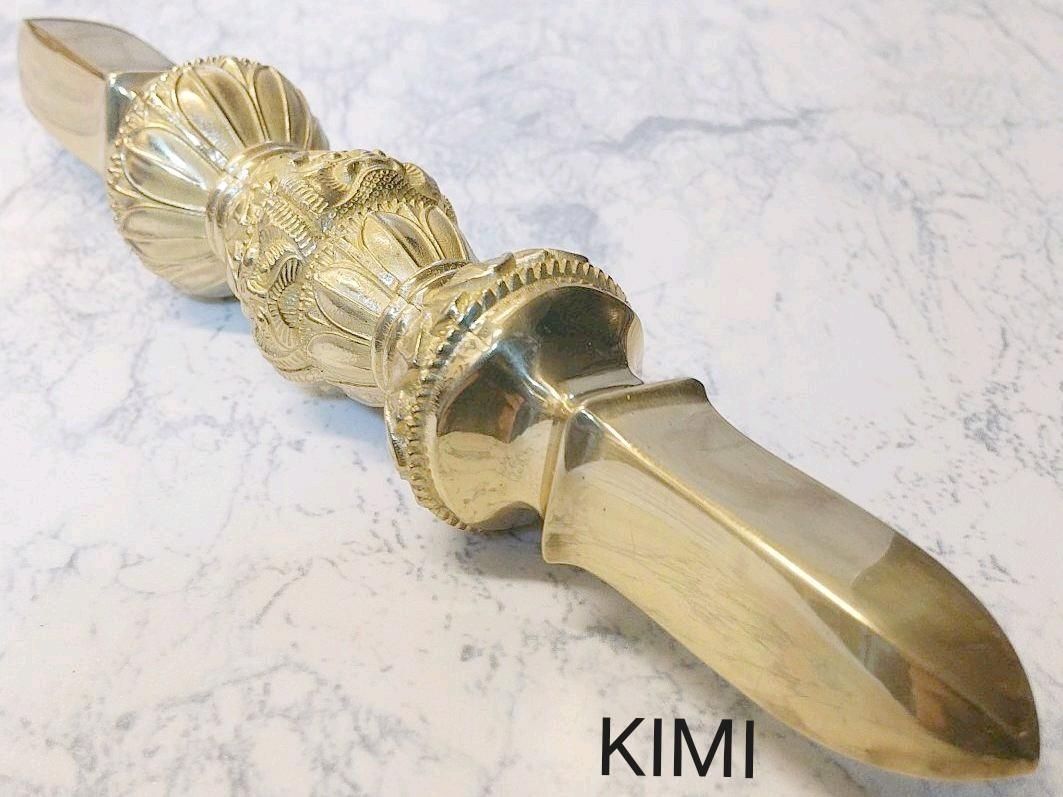 独鈷杵 真鍮製磨き仕上げ 長さ約16.8cm 密教法具 寺院用仏具