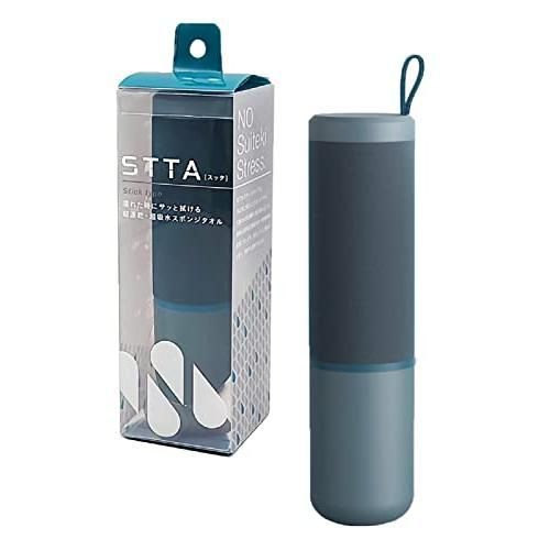 アイオン STTA 超速乾 超吸水 スティック型 スポンジタオル ダークブルー コンパクト 携帯用 日本製 1本入