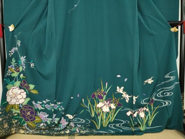 平和屋着物○豪華振袖 流水花鳥文 金彩 正絹 逸品 AABA0770ck