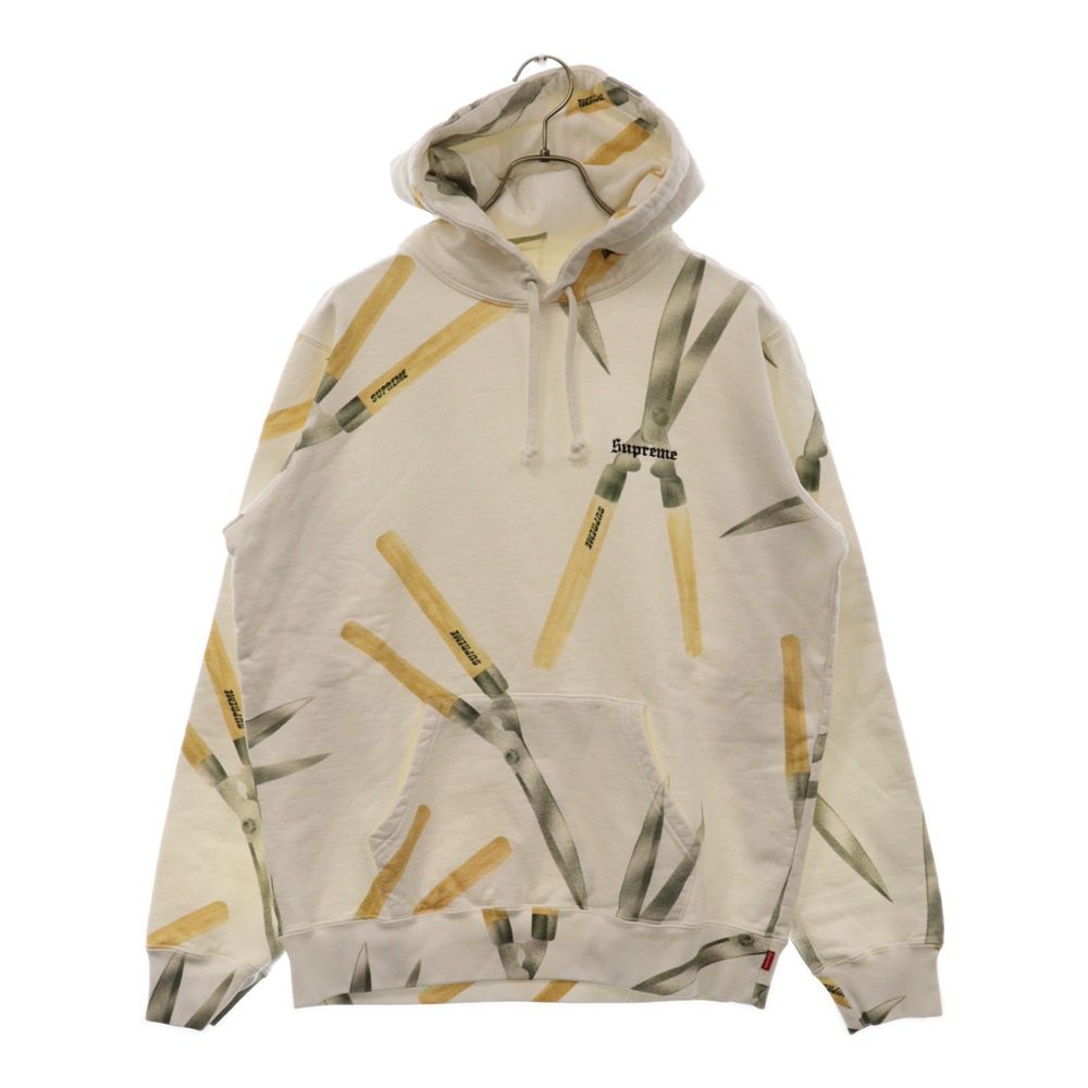 SUPREME (シュプリーム) 19SS Shears Hooded Sweatshirt シザーズ柄 フーデッド スウェット プルオーバー パーカー ホワイト
