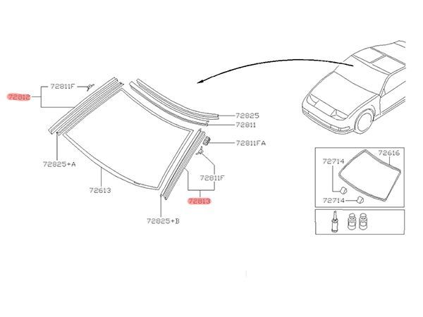 ニッサン フェアレディZ Z32 フロント 右左セット ウィンドウ サイド モール ディング RH LH GZ32 CZ32 GZ32 GCZ32  300zx Nissan 純正 T119