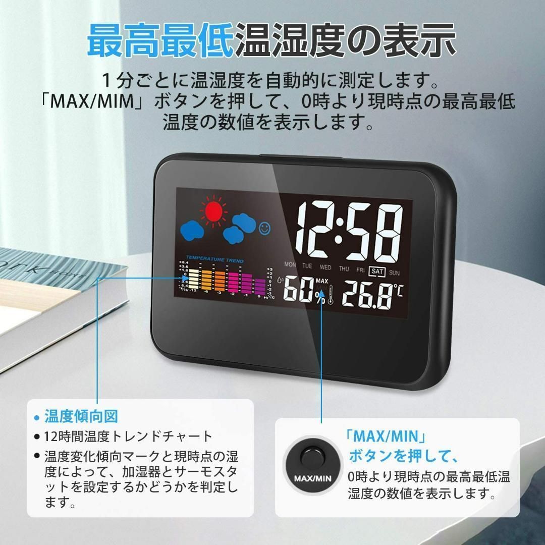 メルカリShops - デジタル時計 置き時計 温度計 湿度計 LED アラーム USB給電