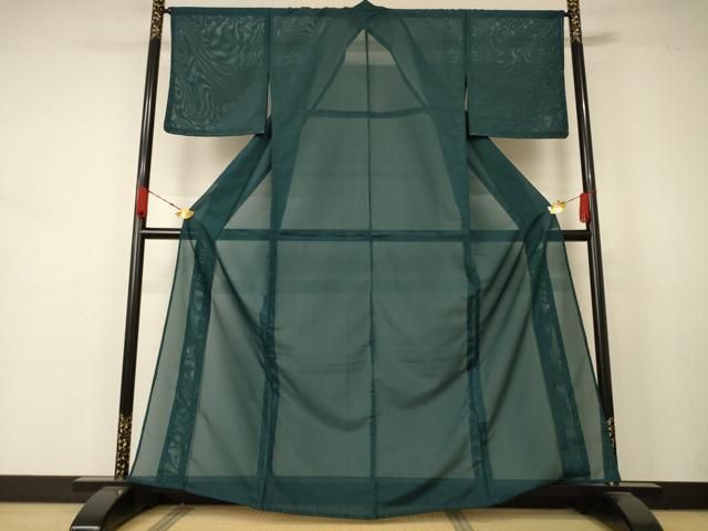 平和屋着物＊夏物 色無地 絽 鉄色 洗える着物 AABA9307jd