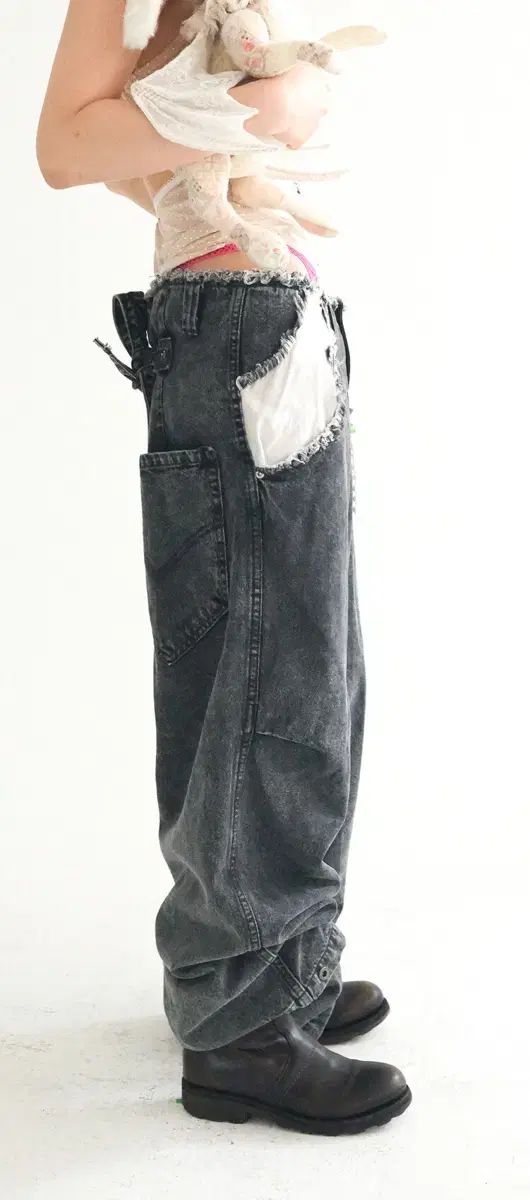 shopfaerie cut-off denim maxi pants ブラック shopfaerie cut-off denim maxi pants ブラック shopfaerie cut-off
