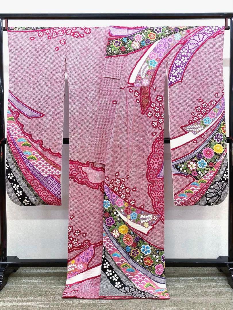 振袖 豪華 金駒 金彩 ふくれ織紋意匠 鹿子柄 絞り加工 身丈168cm 