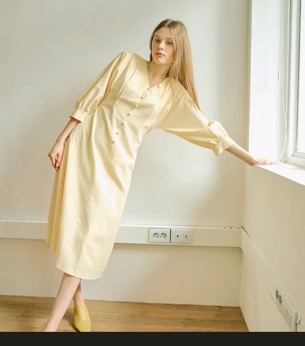 OIAUER 黄色 ロング ドレス セレクション付きの