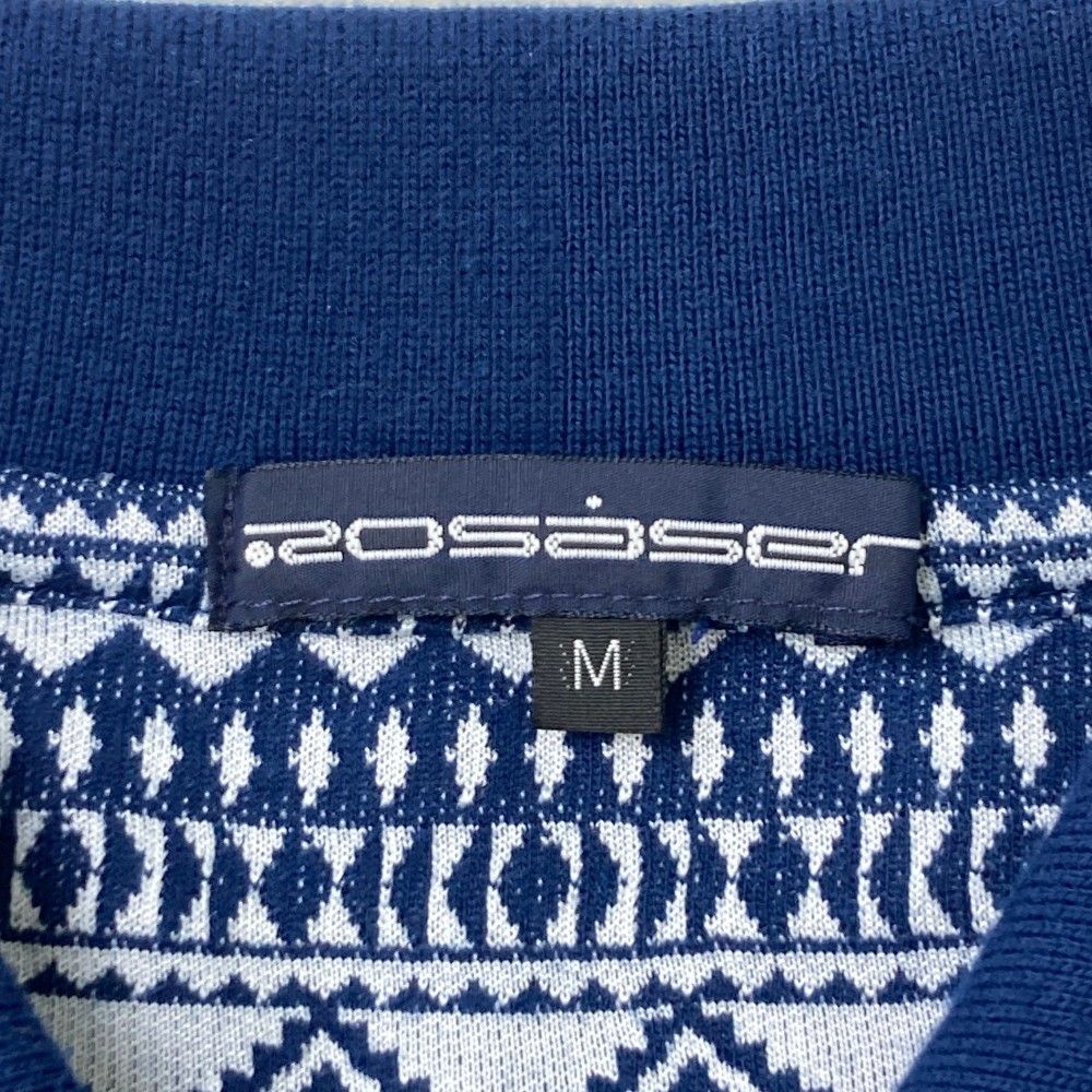 サイズ：M ROSASEN ロサーセン 半袖ポロシャツ 総柄 ネイビー系
