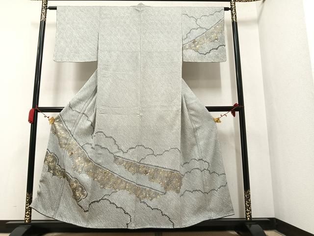 平和屋着物○無地絵羽訪問着 草花文 一斤染色 正絹 逸品