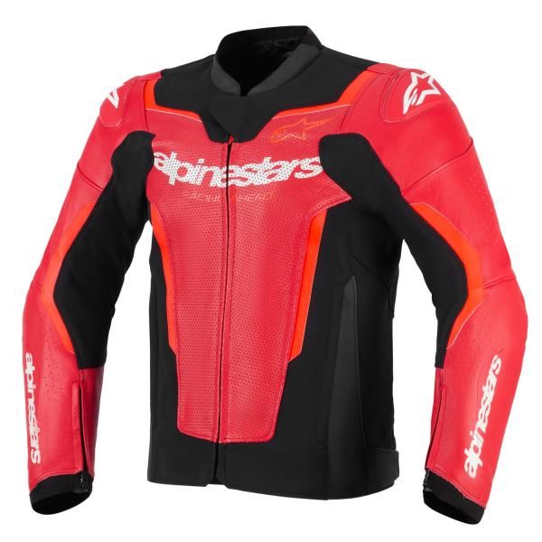 2営業日で発送 GP FORCE V2 LEATHER JACKET AIRFLOW 3155 BLACK RED FLUO 48