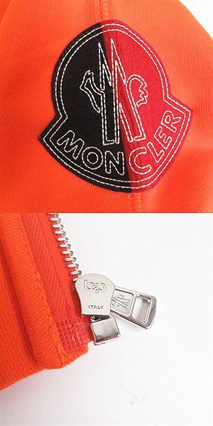極美品□2022年製 MONCLER GENIUS/モンクレールジーニアス 2 ロゴワッペン コットン 裏起毛 ジップパーカー/フーディー オレンジ S 正規品