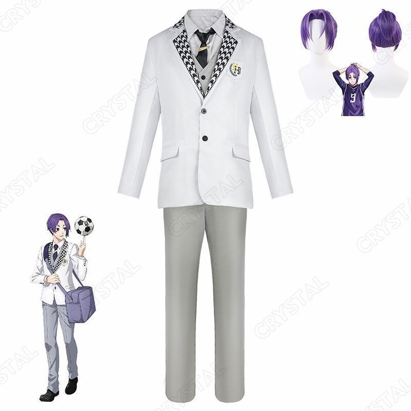ブルロク Blue＆Lock 御影玲王 凪誠士郎 EPISODE NAGI Reo Mikage ブルロクの白宝の制服スーツ コスプレ衣装 ウイッグ付き Cosplayハロウィン仮装 アニメ祝日贈り物 男女兼用