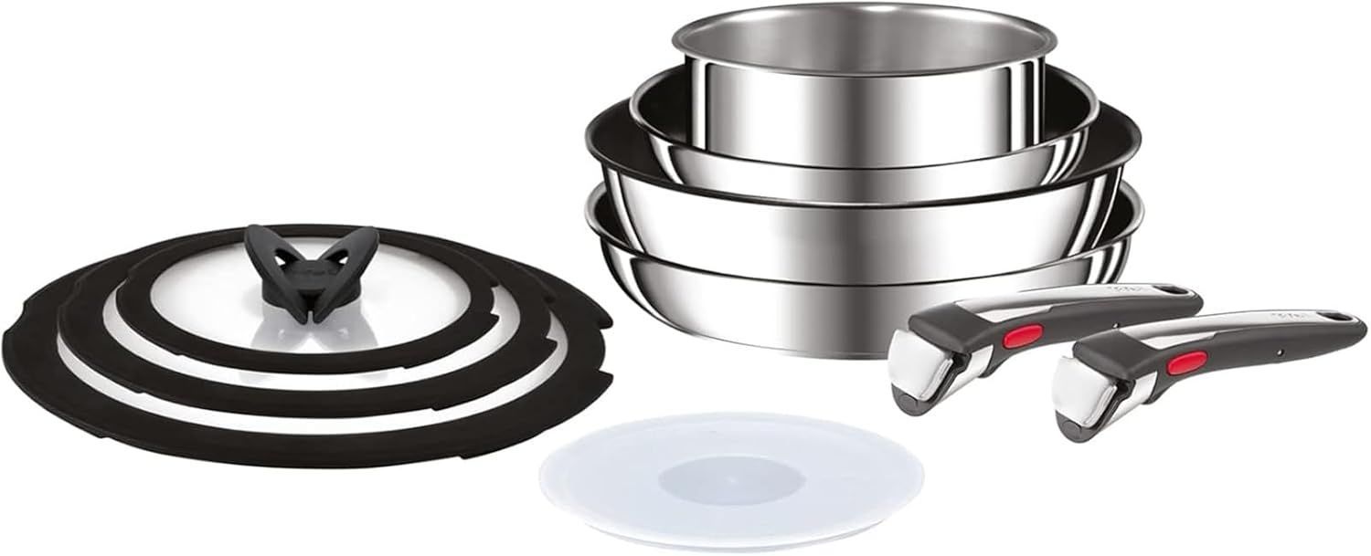 ティファール 取っ手のとれる 鍋 フライパンセット 10点セット IH ガス火対応 取っ手2本付き PFOAなどの有害物質不使用 インジニオ ネオ IHステンレス ブリエ アンリミテッド こびりつきにくさ長持ち ステンレス L97093