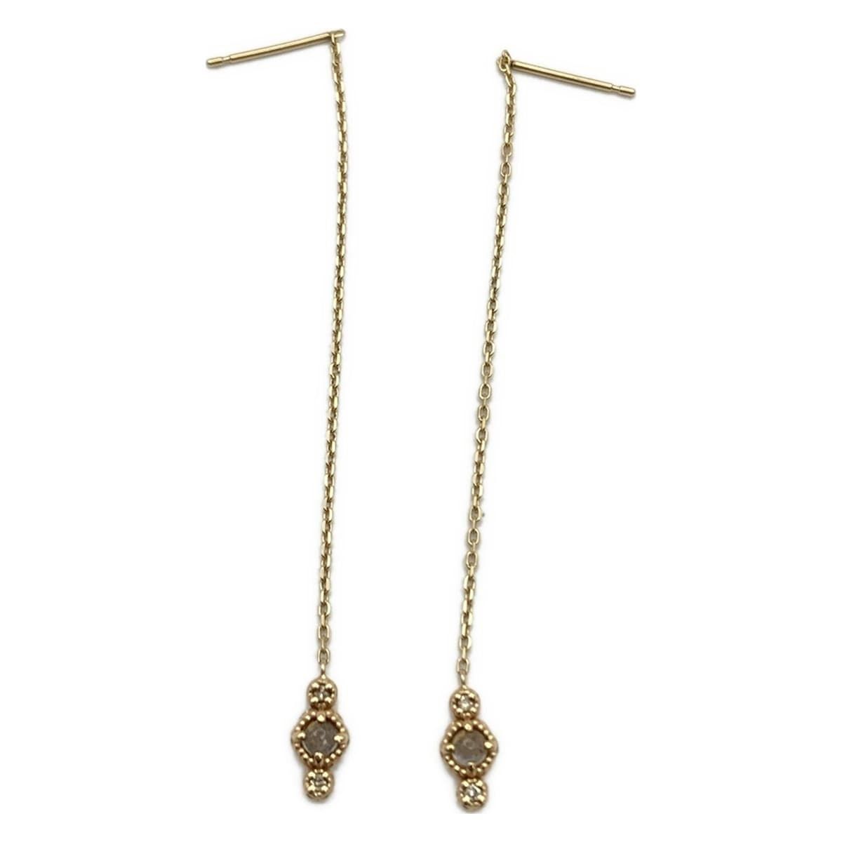 NOJESS ノジェス ピアス - K10YG×ダイヤモンド×ブルー 総4Pダイヤ 片側2Pダイヤ |ダイヤ総0.02カラット