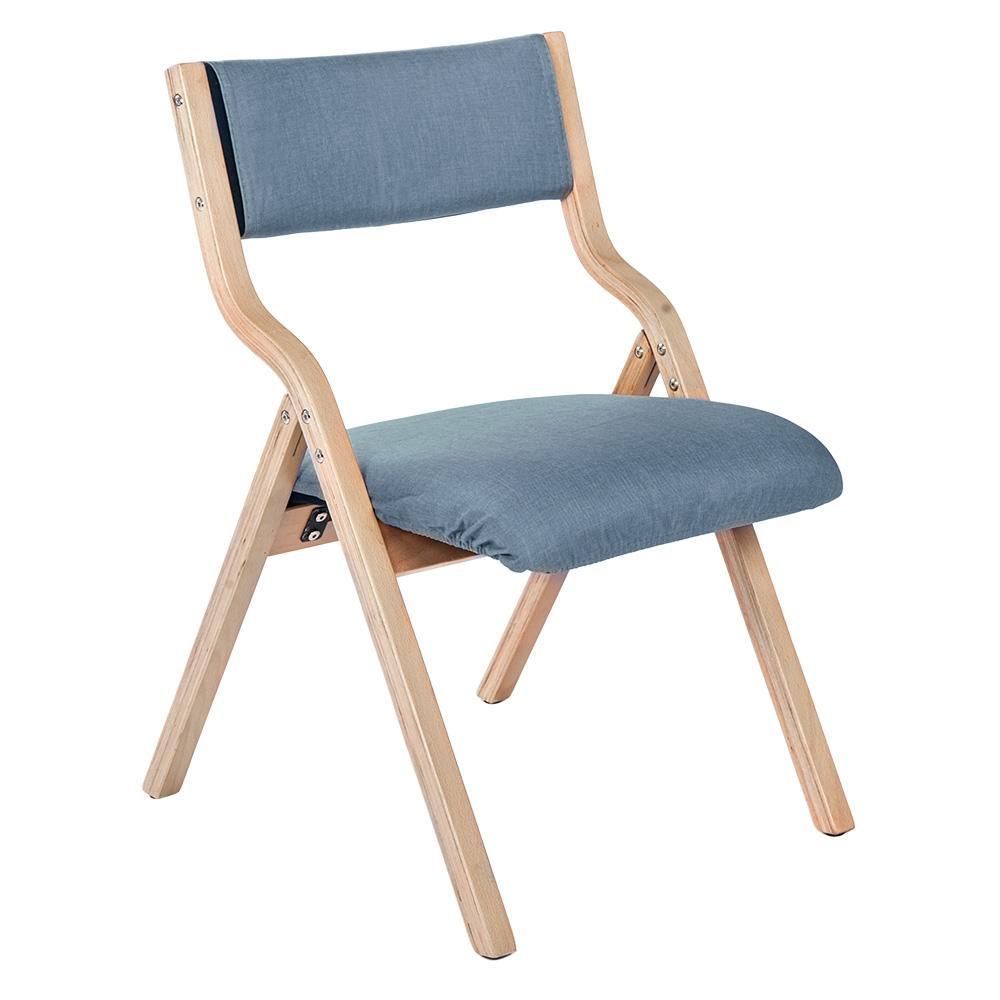 ブルー ダイニングチェア PU 木製 椅子完成品介護チェアイス 折りたたみチェア