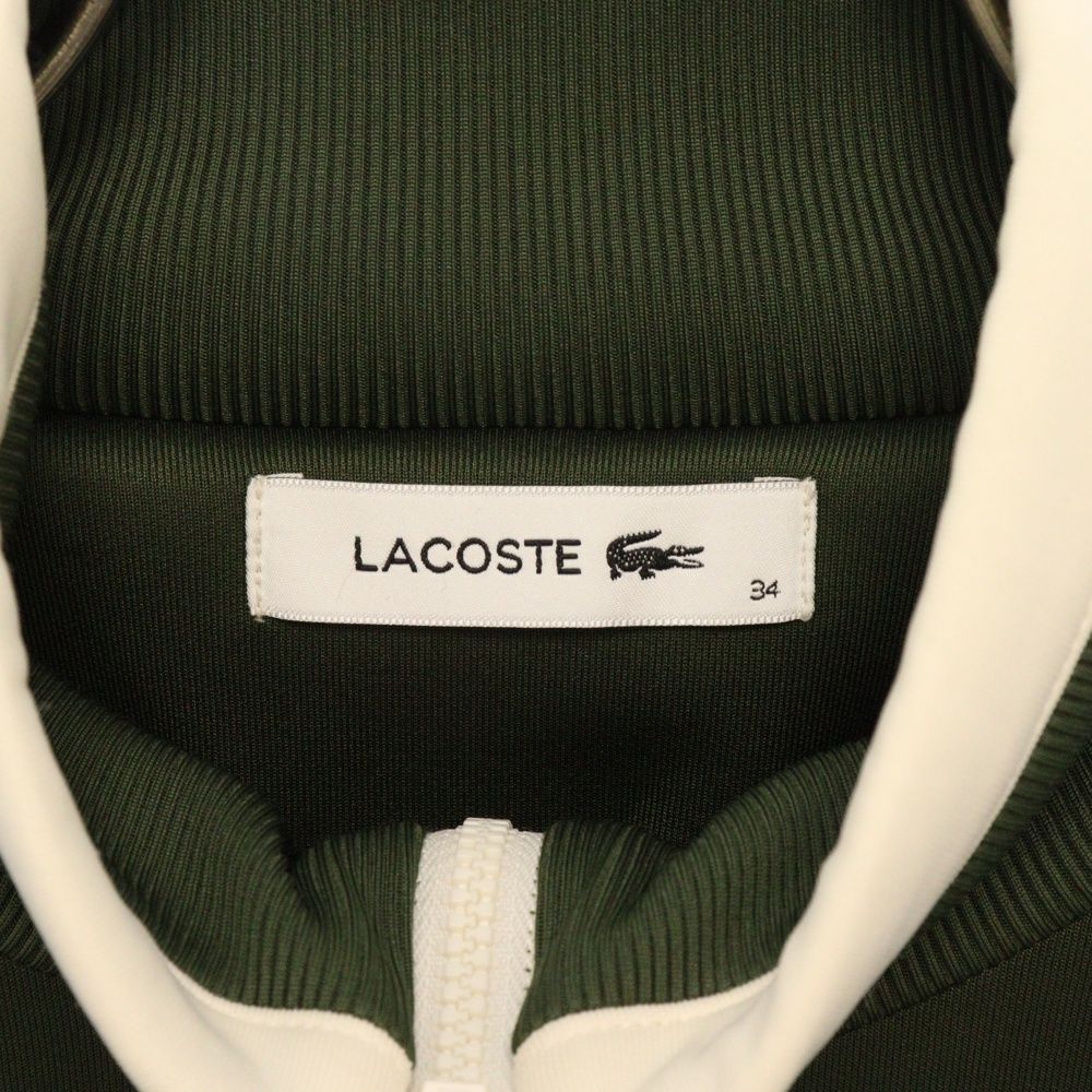 LACOSTE (ラコステ) ボンディング ハーフジップ ロング スウェット ワンピース ネオプレンドレス カーキ EF3935