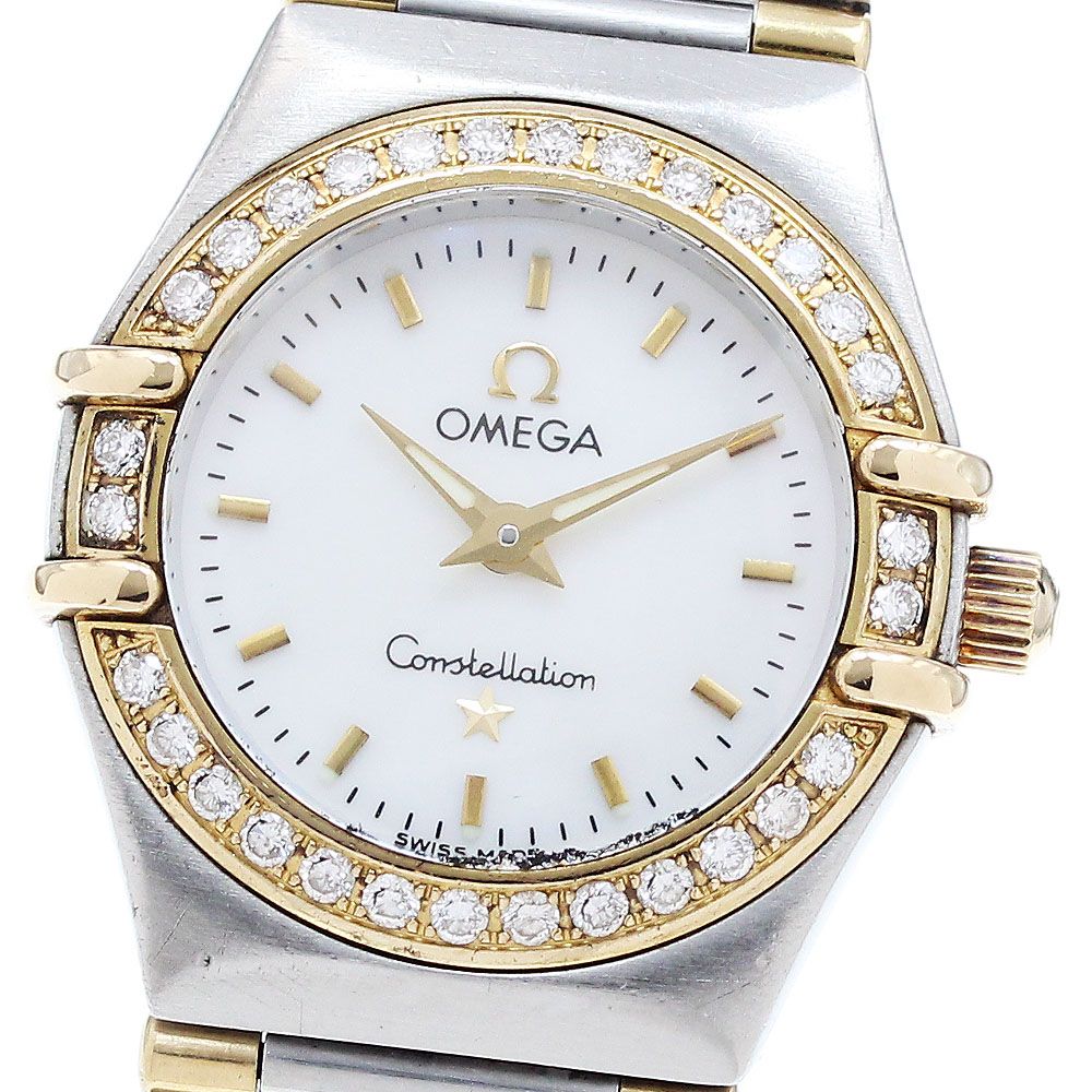 オメガ OMEGA 1367.70 コンステレーション ミニ ダイヤベゼル ハーフバー クォーツ レディース保証書付き_912033