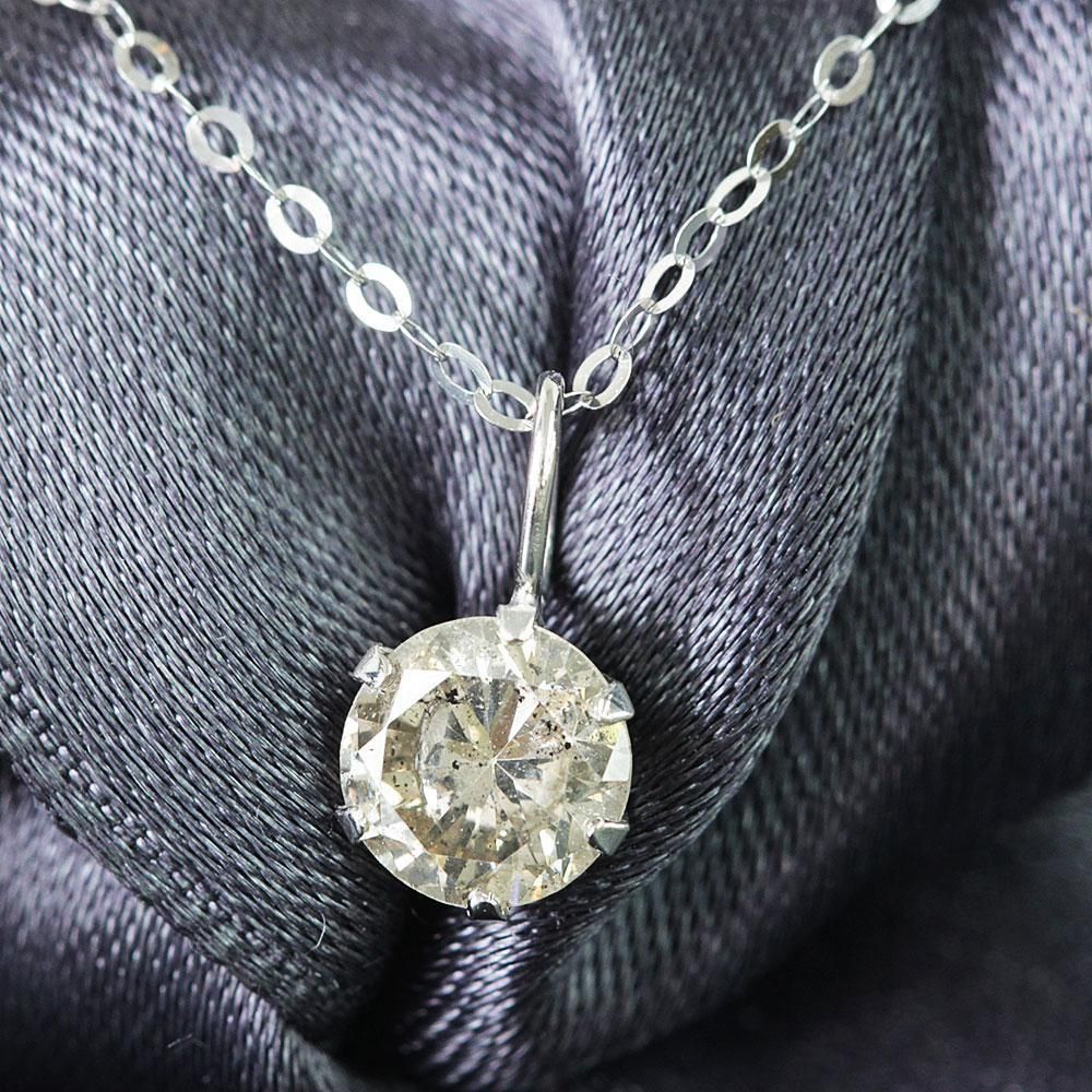 定番 人気 0.45ct ダイヤモンド K18 wg 一粒 6本爪 ペンダント 鑑別 