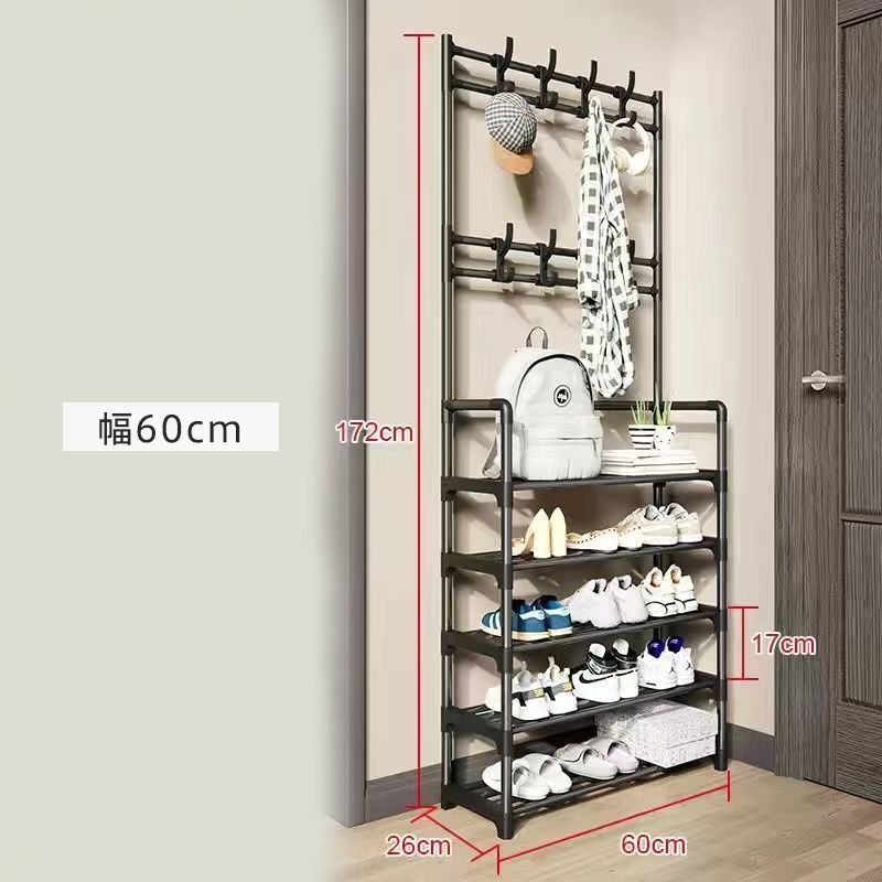 シューズラック 下駄箱 靴箱 収納 5層 シューズ収納 玄関収納 省スペース 組み立て式 多機能 収納棚 ハンガーラック バッグ掛け 工具不要